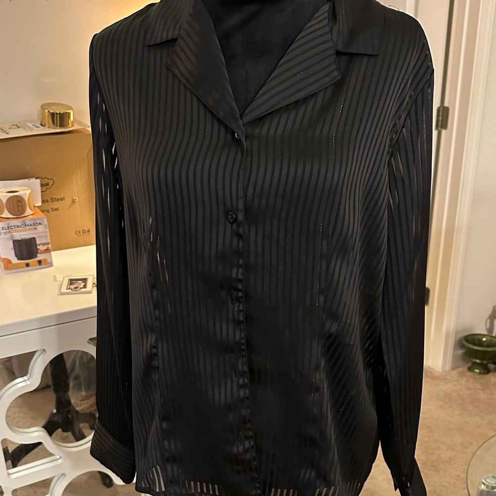 Jaclyn Smith Black Striped Blouse